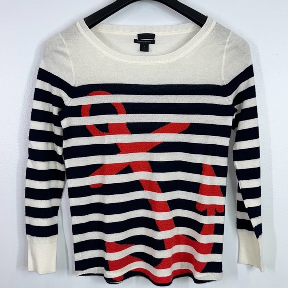 J. Crew Sweaters - J. Crew collection Italian cashmere striped anchor sweater size small
